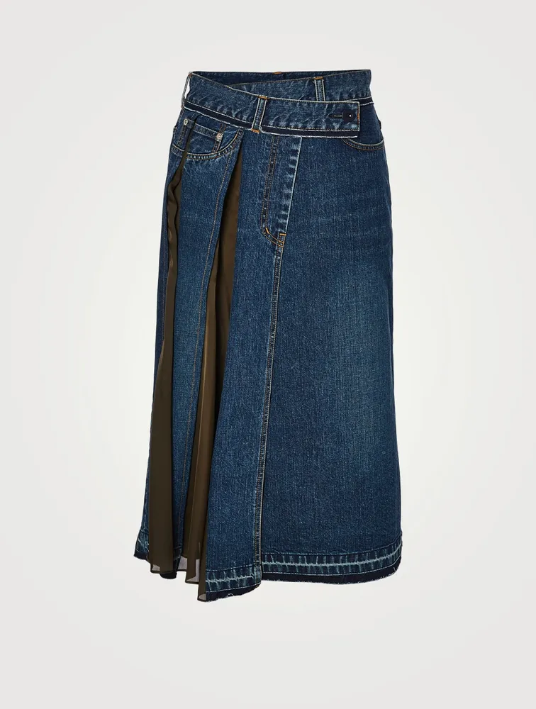 Cotton Denim Midi Skirt