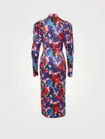 Theresa Long-Sleeve Midi Dress Paint Print