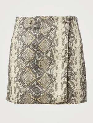 London Fitted Mini Skirt Reptile Print