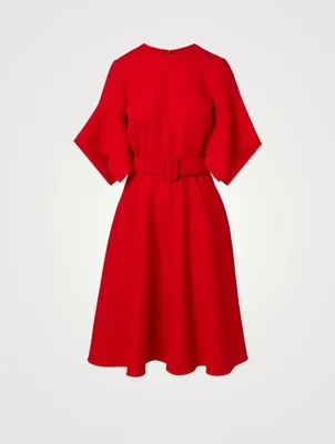 Wool-Blend A-Line Midi Dress