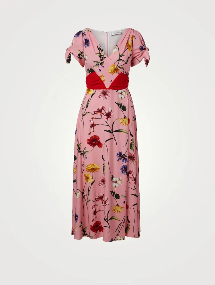 Midi Day Dress With Silk Sash