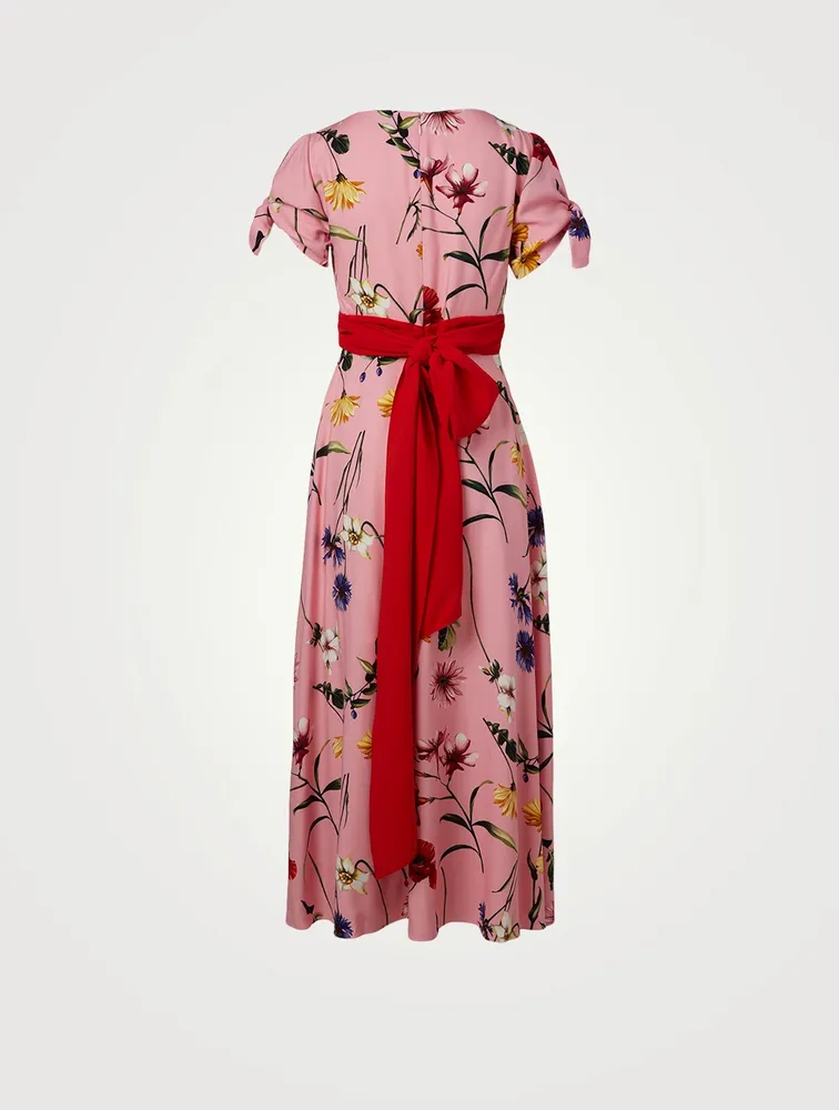 Midi Day Dress With Silk Sash