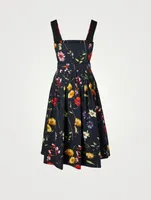 Sleeveless A-Line Midi Dress Floral Print