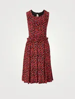 Silk Sleeveless Dress Kiss Print