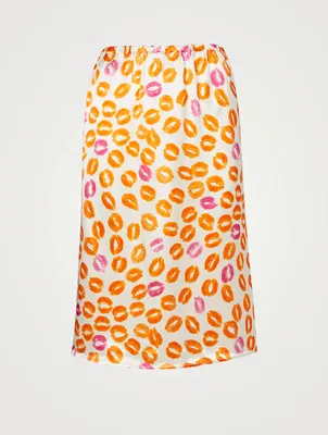 Pencil Skirt Kiss Print