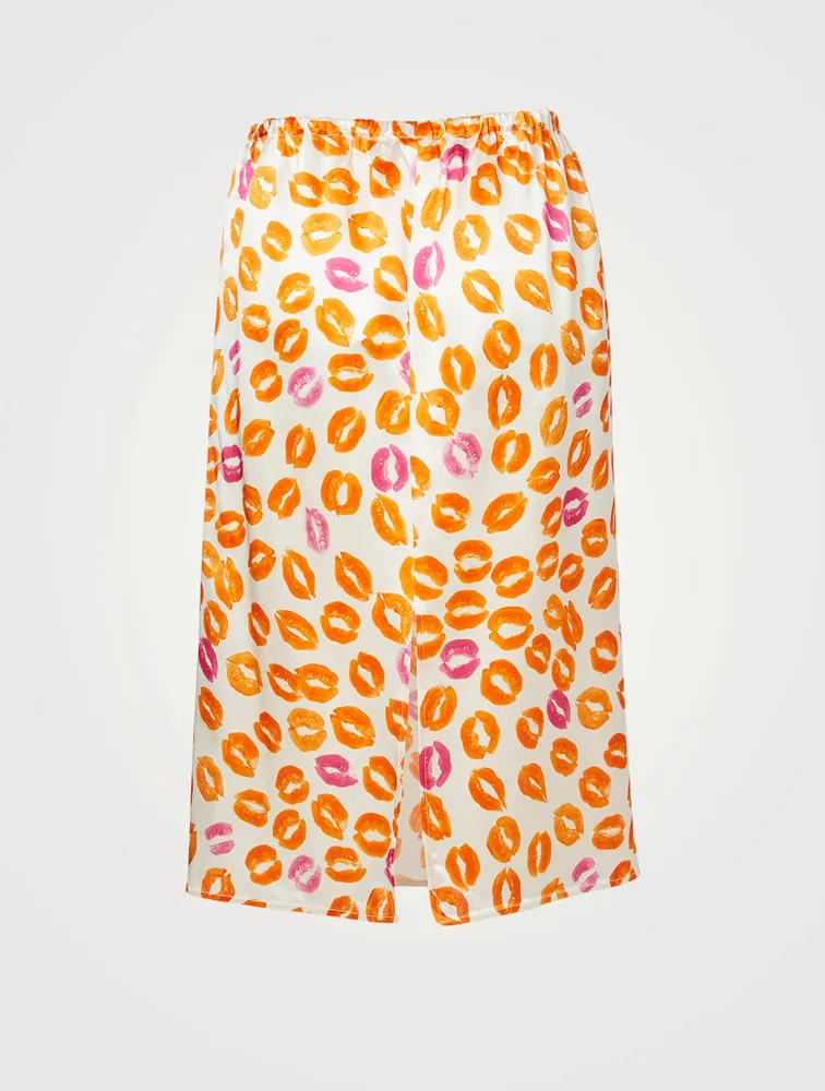 Pencil Skirt Kiss Print