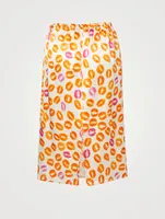 Pencil Skirt Kiss Print