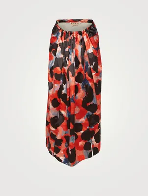 Cotton-Blend Midi Skirt In Abstract Animal Print
