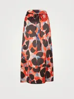 Cotton-Blend Midi Skirt In Abstract Animal Print