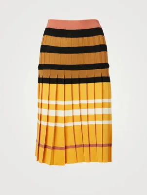 Wool Pleated Pencil Skirt