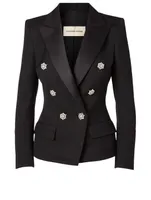 Wool Blazer With Embellished Buttons