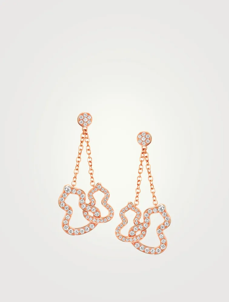 Double Wulu 18K Rose Gold Drop Earrings With Diamonds