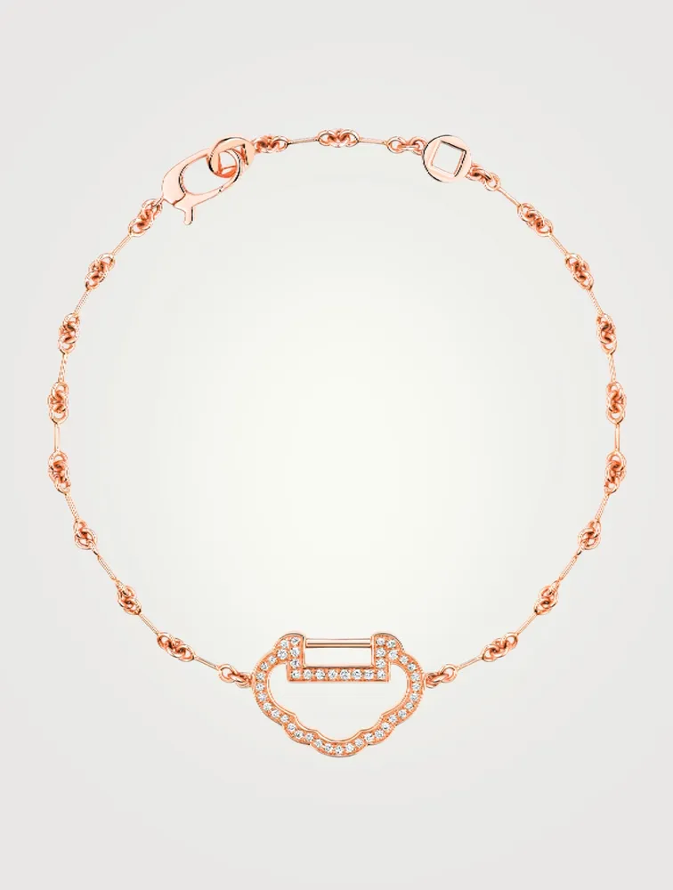 Small Yu Yi 18K Rose Gold Bracelet With Diamonds