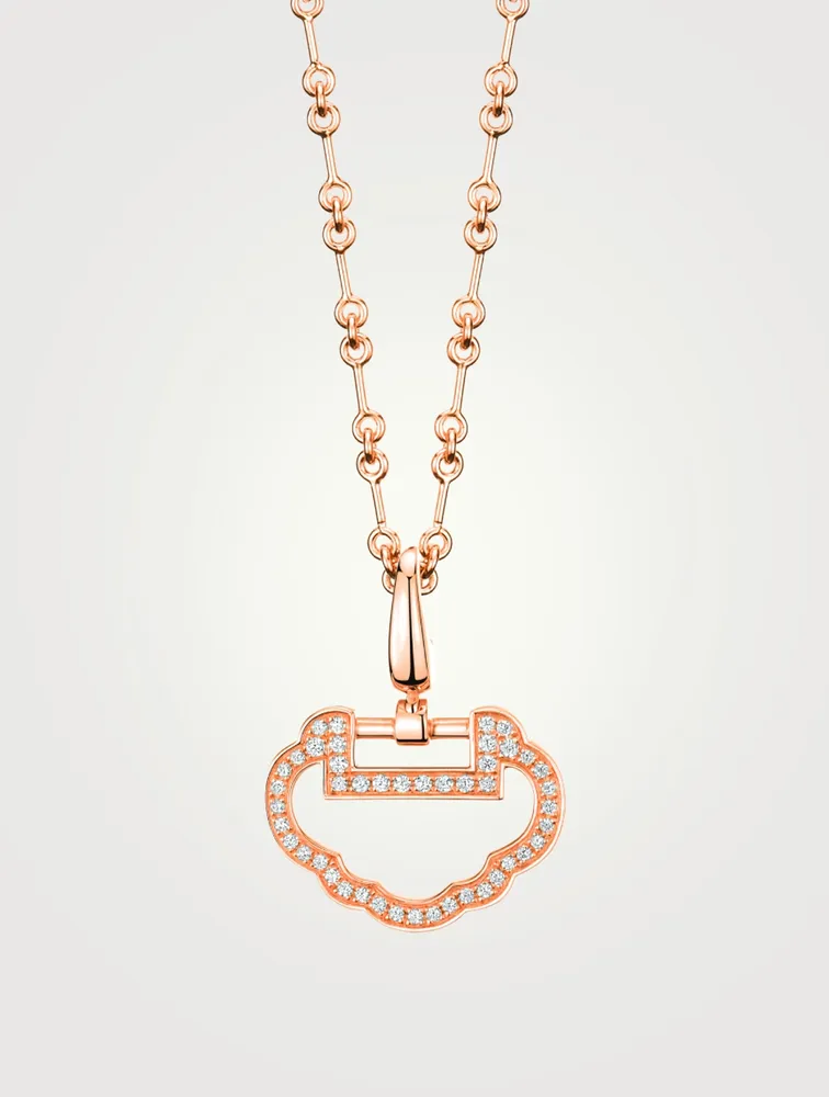 Small Yu Yi pendant in 18K rose gold with diamonds