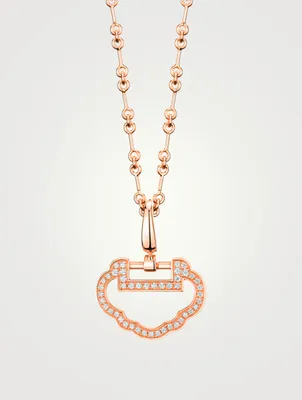 Small Yu Yi pendant in 18K rose gold with diamonds