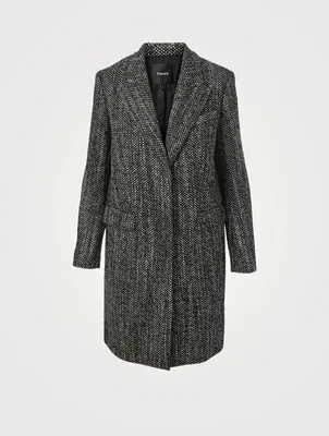 Pressed Tweed Midi Coat