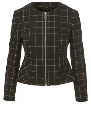 Peplum Jacket In Grid Print