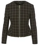 Peplum Jacket Grid Print
