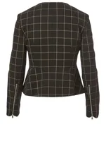 Peplum Jacket Grid Print