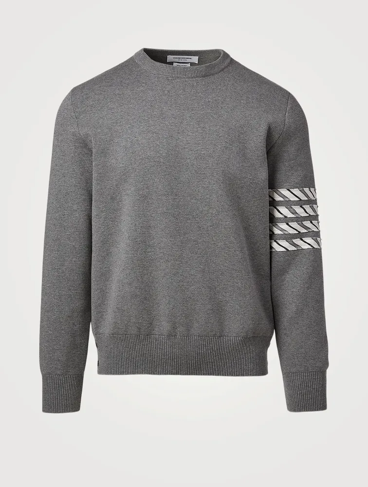 Crewneck Sweater With Silk Four-Bar Stripe