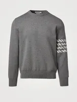 Crewneck Sweater With Silk Four-Bar Stripe