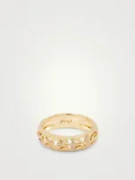 Warrior 18K Gold Slim Ring With Champagne Diamonds