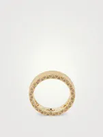 Manawa 18K Textured Gold Ring With Champagne Diamonds