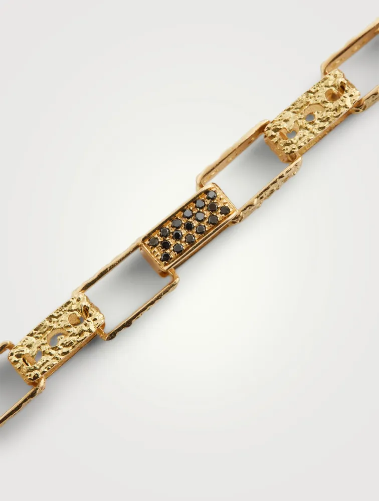 Warrior 18K Gold Sharp Bracelet With Black Diamonds