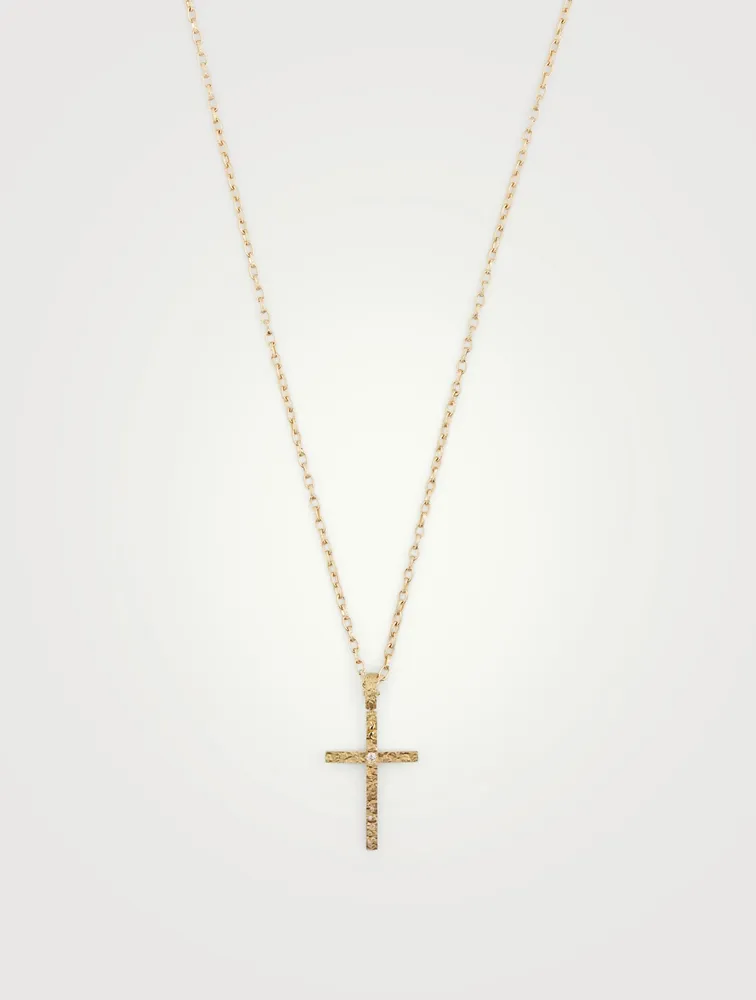 The Cross 18K Gold Pendant Necklace With Champagne Diamond Centre