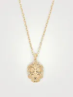 Askari Mask 18K Gold Pendant Necklace With Champagne Diamonds