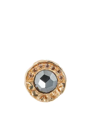 Warrior 18K Gold Single Stud Earring With Pyrite And Diamonds