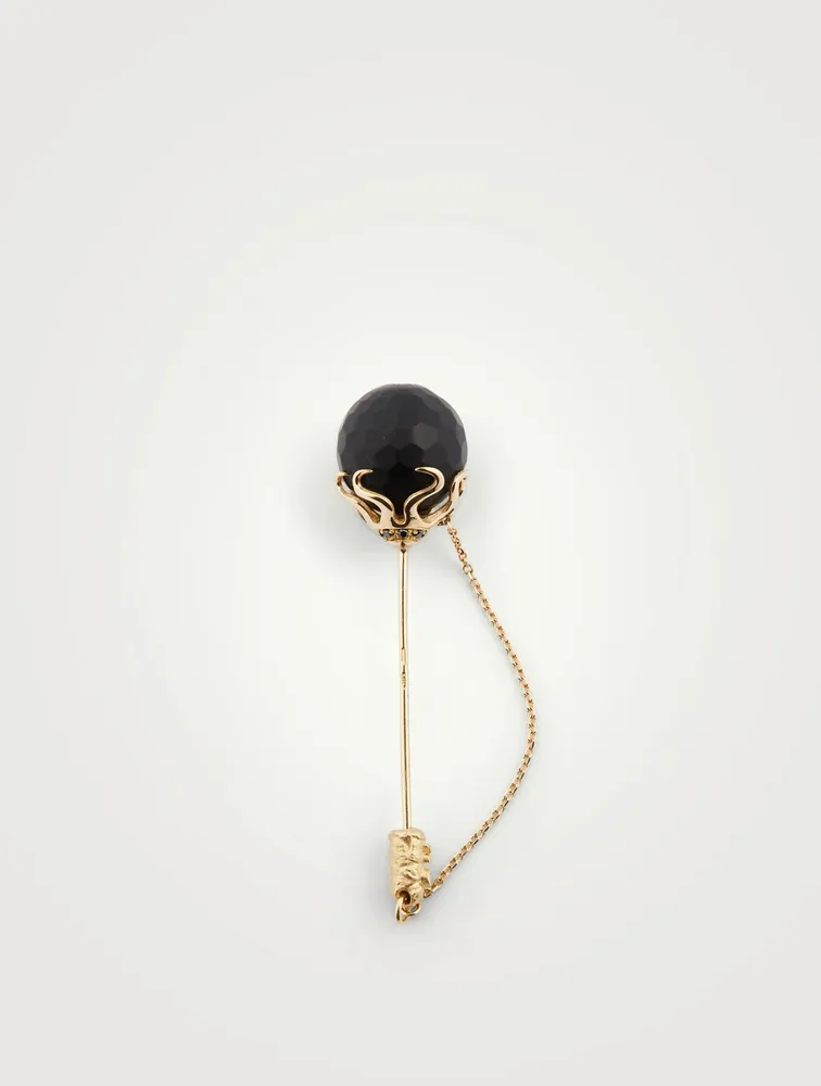 Konga Flame Lapel Pin With Onyx And Diamonds