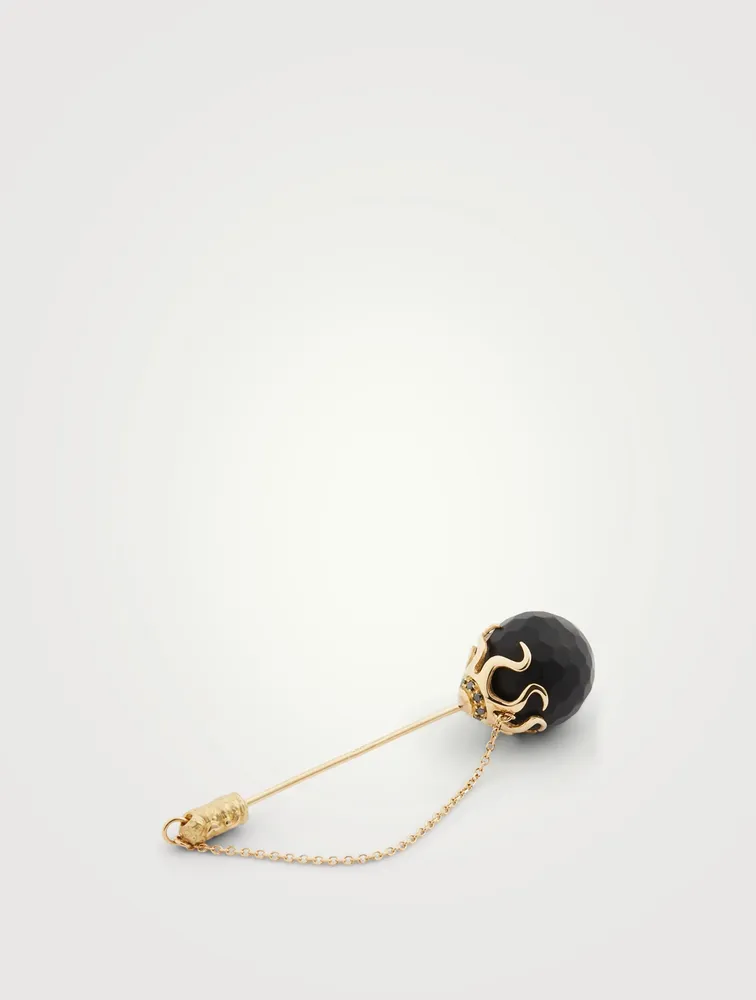 Konga Flame Lapel Pin With Onyx And Diamonds