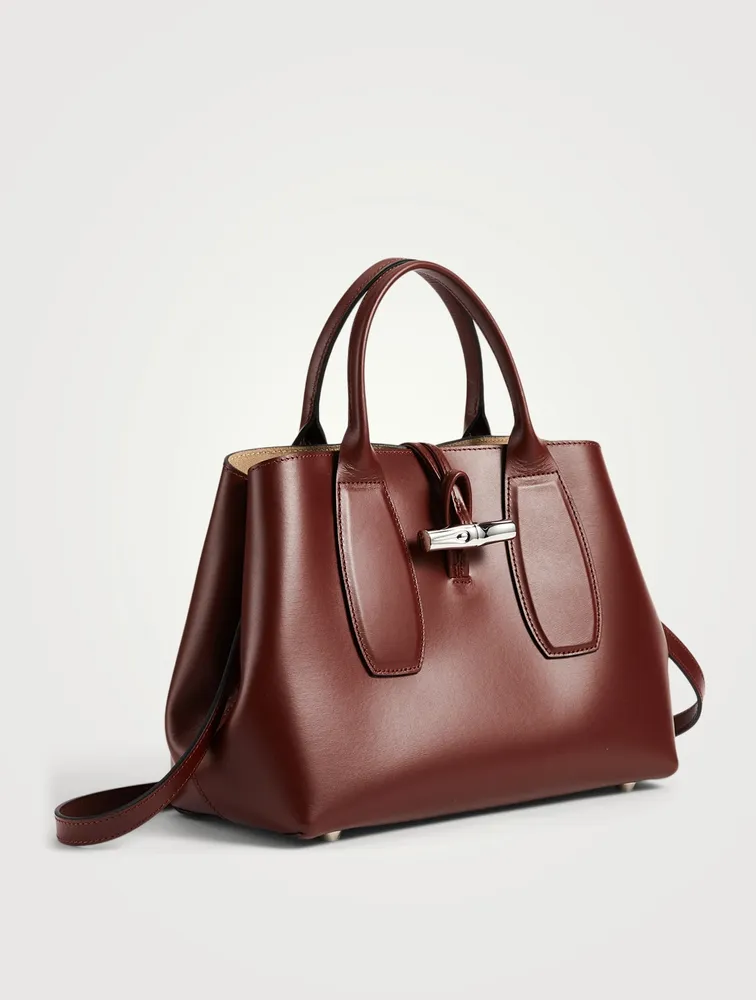 Medium Roseau Leather Top Handle Bag