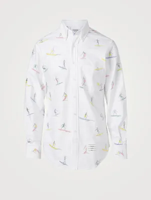 Oxford Shirt With Surfer Icon Embroidery