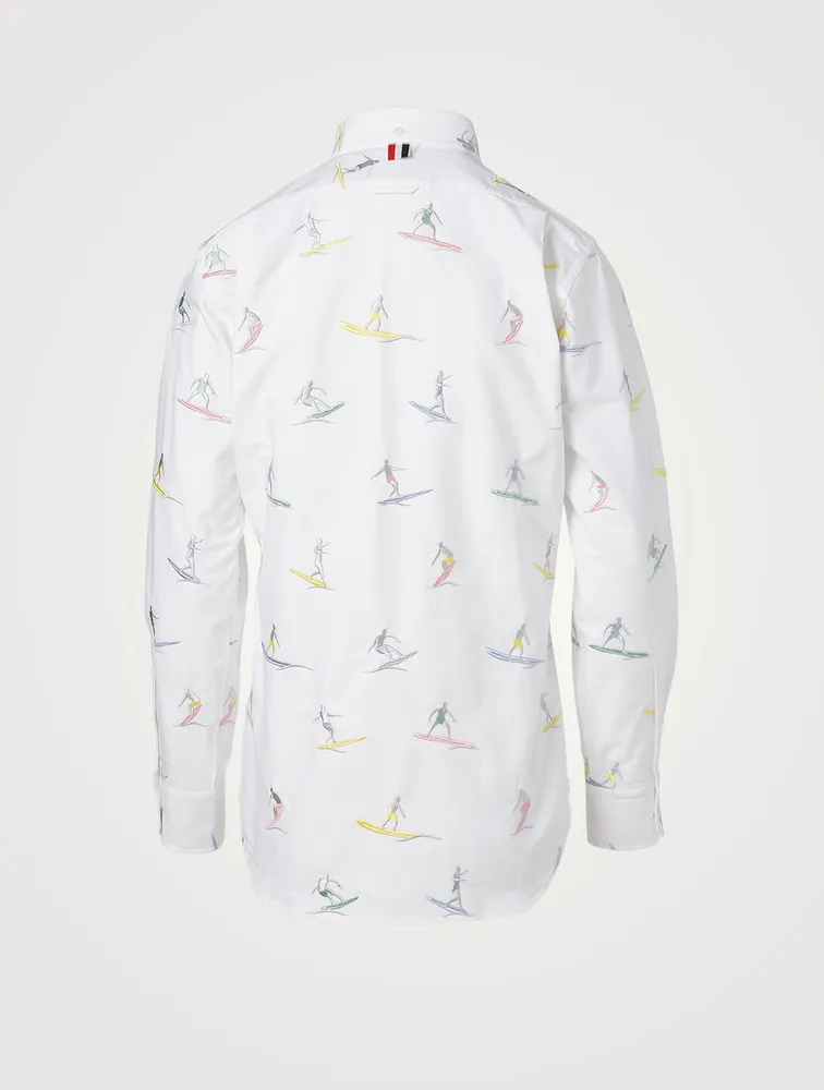 Oxford Shirt With Surfer Icon Embroidery