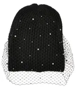 Michelle Voilette Alpaca Wool Toque With Crystals