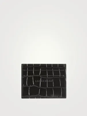 Le Pliage Croc-Embossed Leather Card Holder