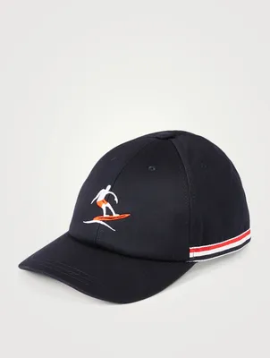 Cotton Baseball Cap With Surfer Embroidery