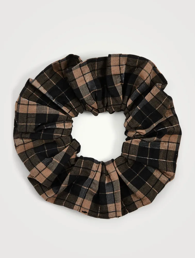 Seersucker Scrunchie In Check Pattern