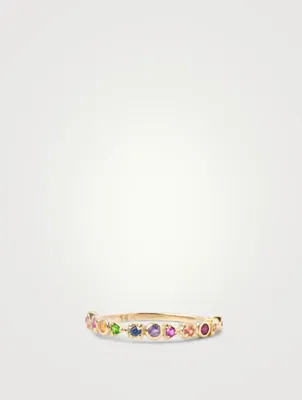 Cléo Gold Geometric Stackable Ring With Multicolour Stones