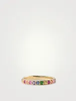 Cléo Gold Geometric Half Eternity Ring With Multicolour Stones