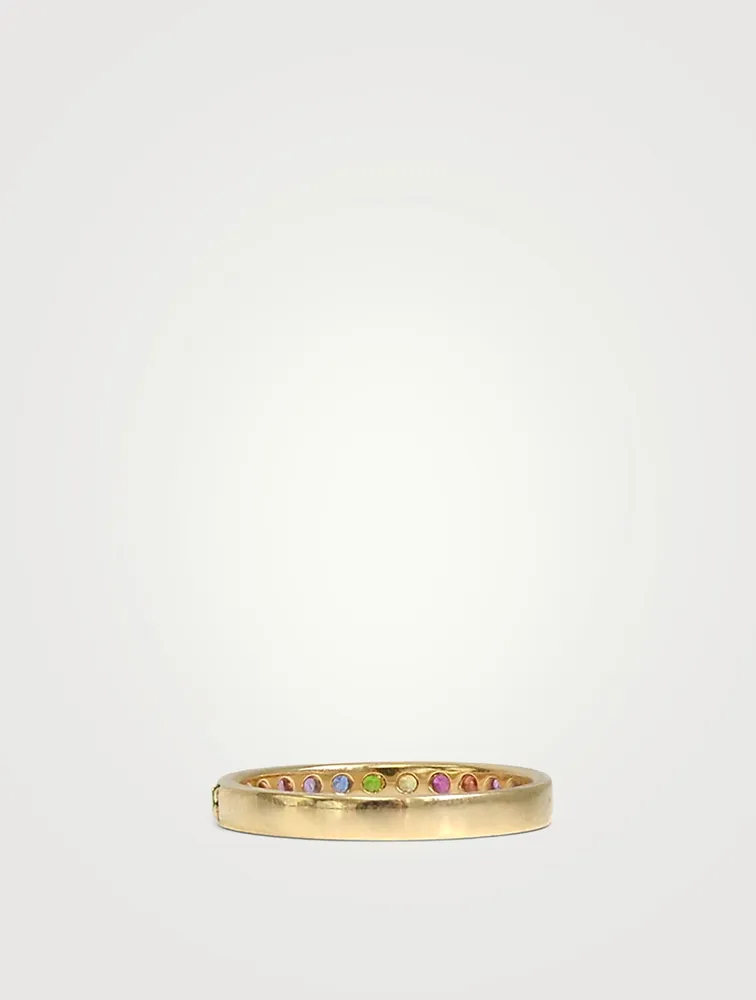 Cléo Gold Geometric Half Eternity Ring With Multicolour Stones