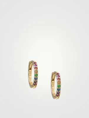 Classique Gold Huggie Hoop Earrings With Multicolour Stones