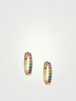 Classique Gold Huggie Hoop Earrings With Multicolour Stones