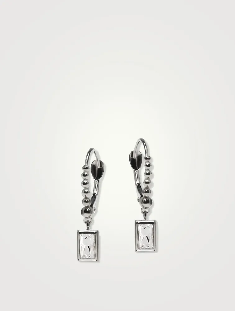 Cléo Silver Baguette Ball Drop Earrings With White Topaz