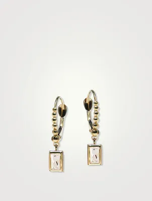 Cléo 14K Gold Baguette Ball Drop French Earrings With White Topaz