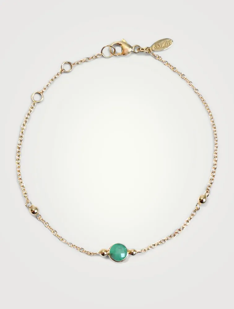 Bonheur Gold Birthstone Bracelet With Emerald