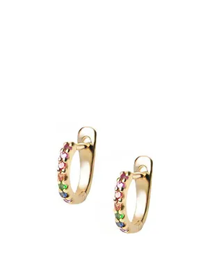 Micro Classique Gold Huggie Hoop Earrings With Multicolour Stones