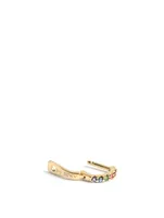 Micro Classique Gold Huggie Hoop Earrings With Multicolour Stones